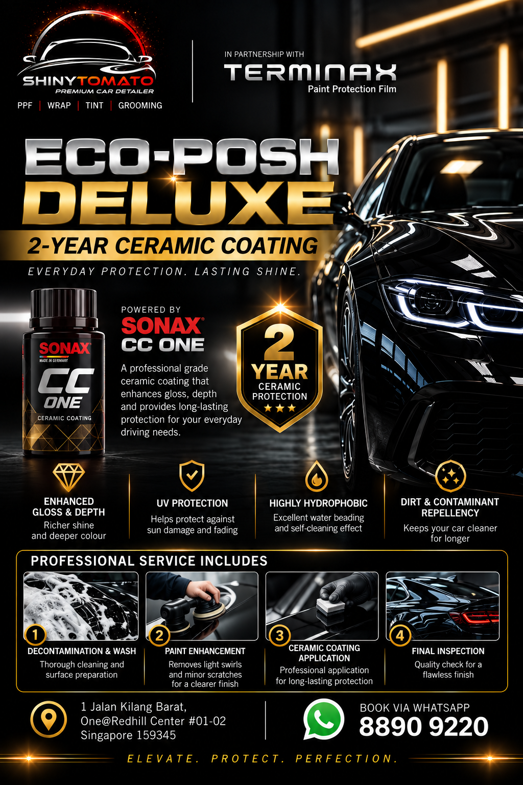 Eco-Posh Deluxe ceramic coating package leaflet